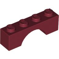 Lego kostka (kostička) most oblouk 1x4, tmavě červená (4267632, 4513219, 4541582, 6146854)